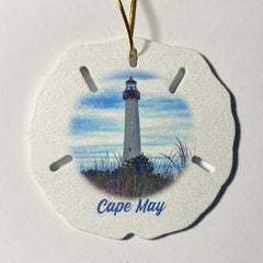Cape May Lighthouse on Sand Dollar Ornament