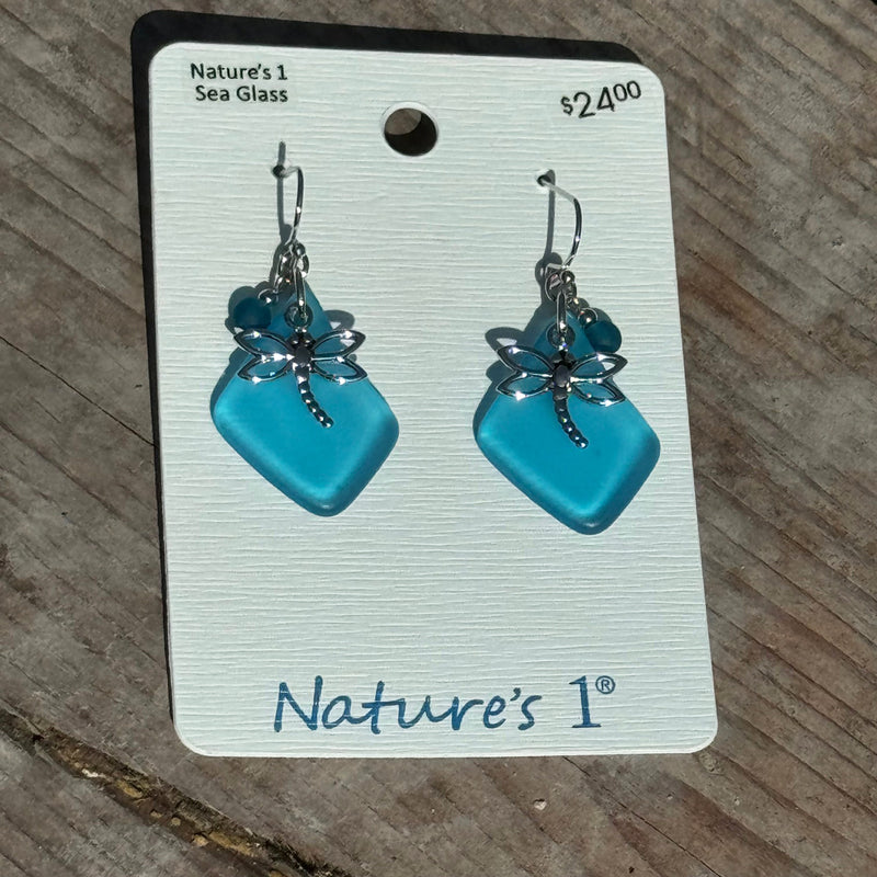 Dragonfly Seaglass Earrings