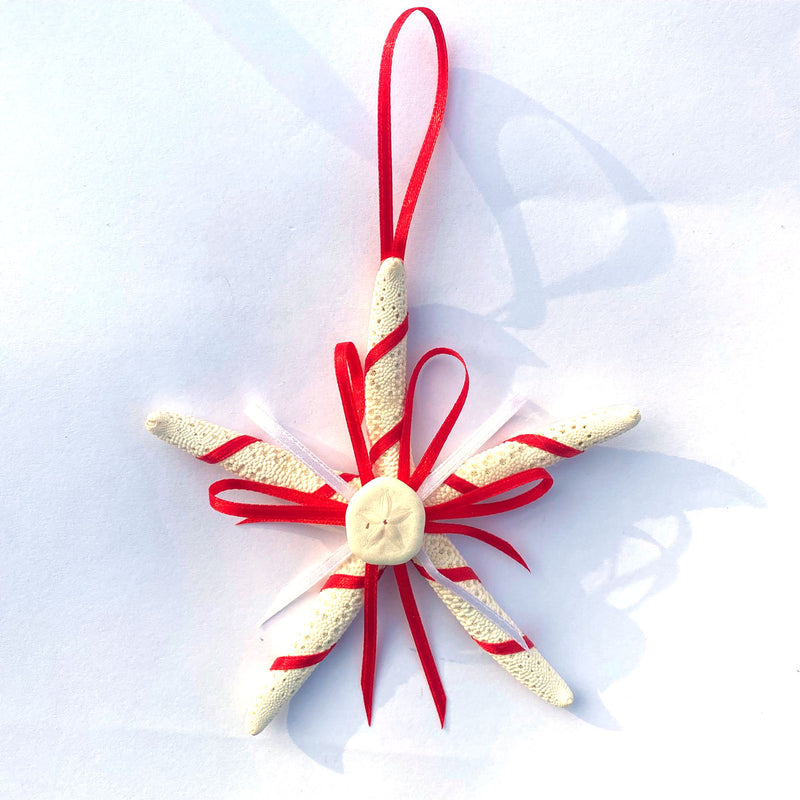 Starfish Ornament with Red Ribbon